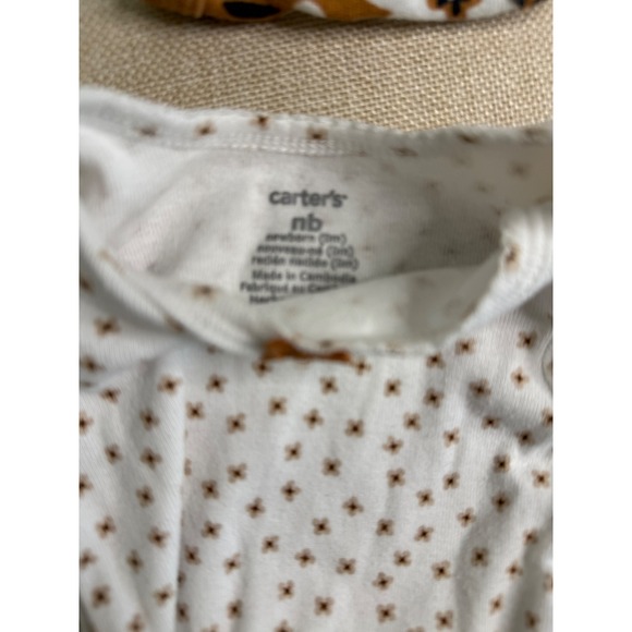 Carters Baby Girl Newborn Bodysuit 4-Pack Floral Polka Dot Brown White NB 0288 - Picture 6 of 7